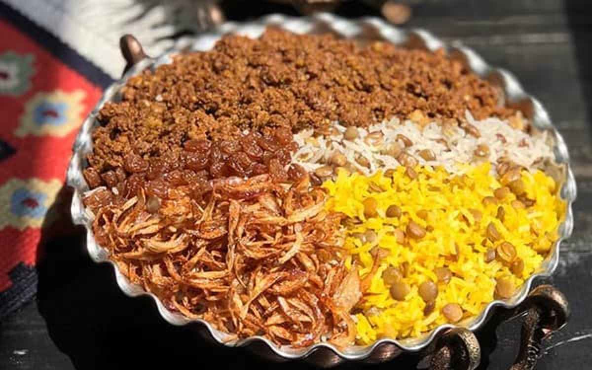 عدس پلو با گوشت چرخ کرده