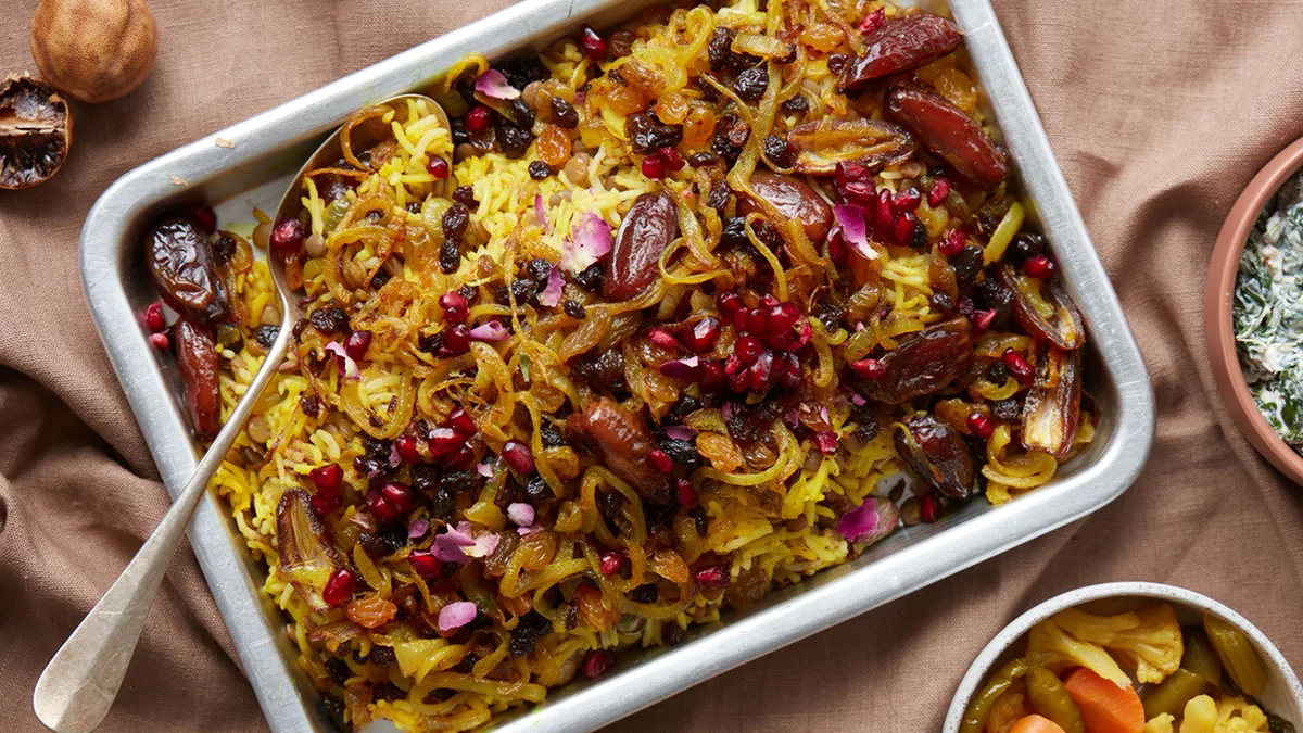 طرز تهیه عدس پلو با کشمش