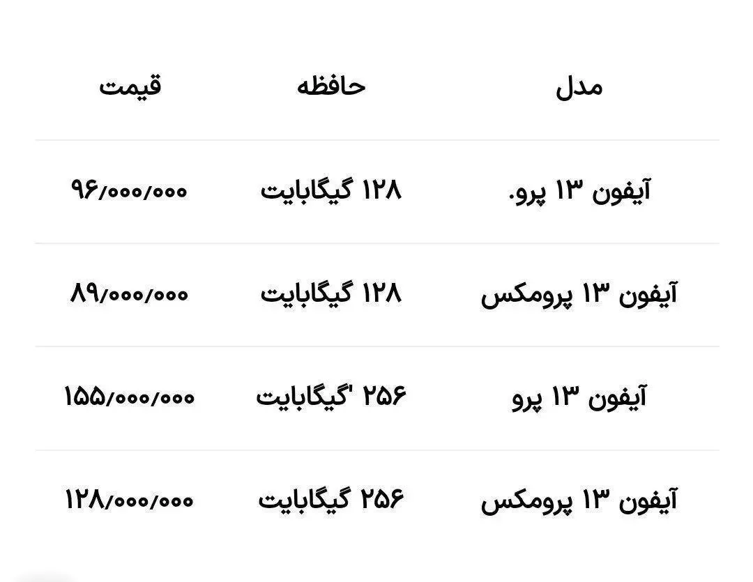 قیمت آیفون 13