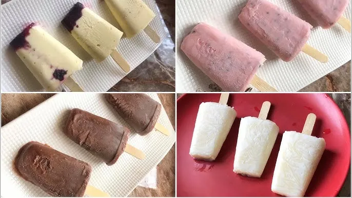 چندین بستنی رژیمی با کاکائو و توت فرنگی