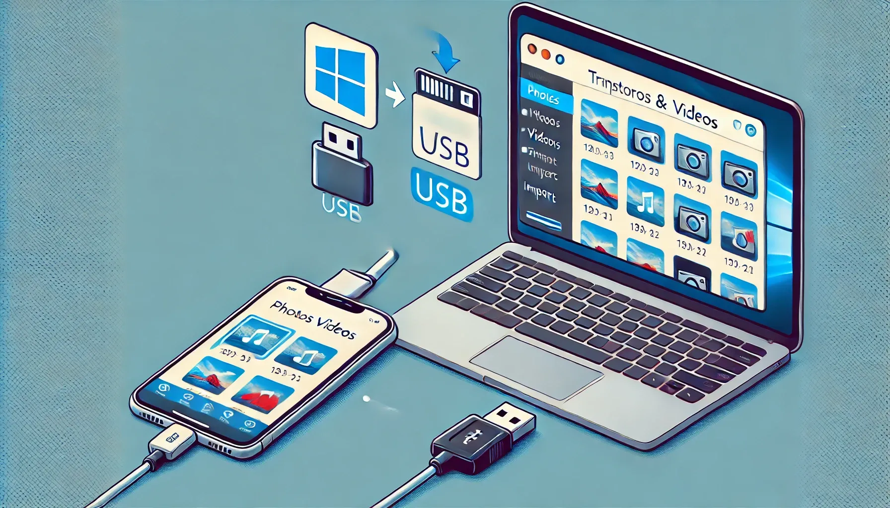 ۱. استفاده از کابل USB و اپلیکیشن Photos در ویندوز