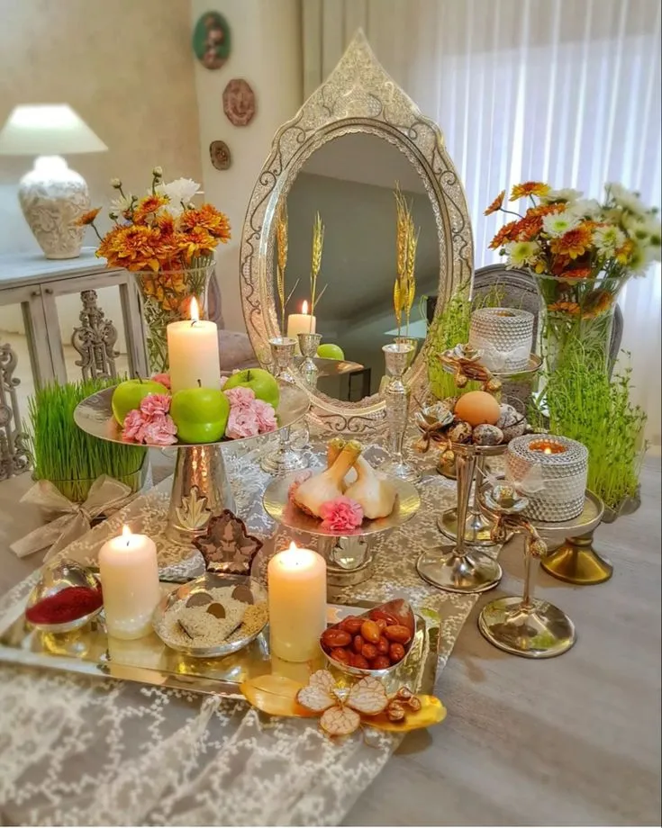 سفره هفت سین شلوغ و تجملاتی