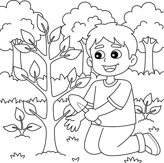 نقاشی درخت ساده رای رنگ آمیزی کودکان