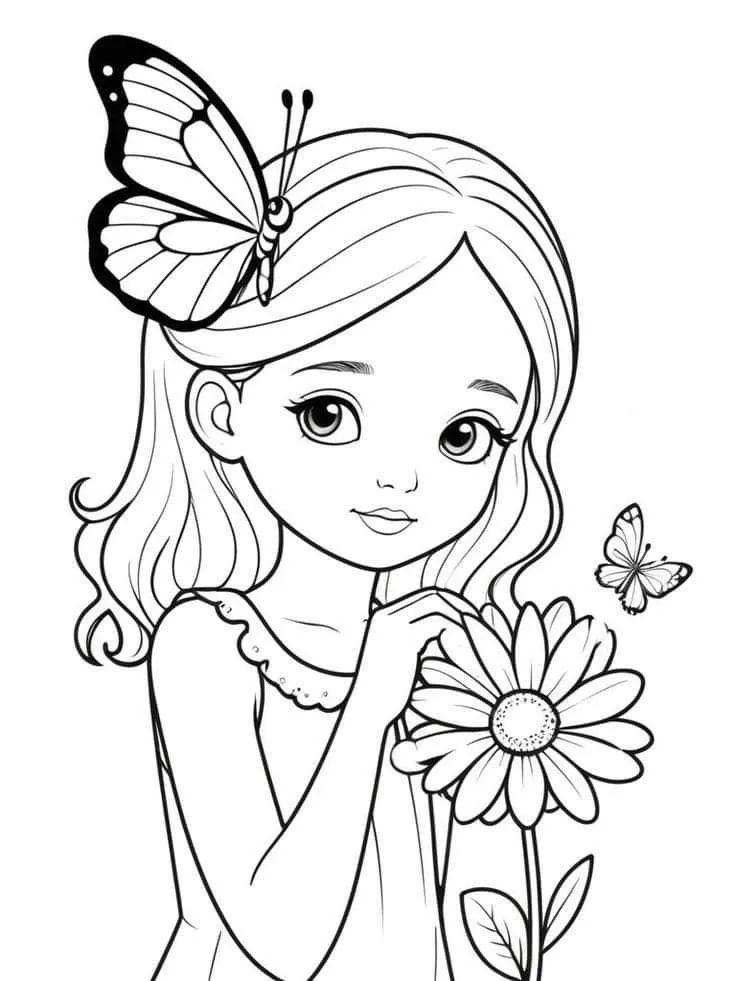 نقاشی روز دختر برای رنگ آمیزی 