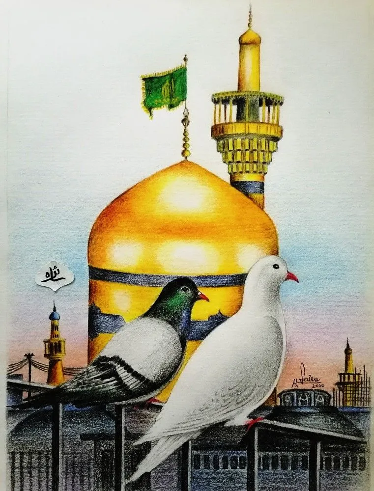 نقاشی کبوتر امام رضا