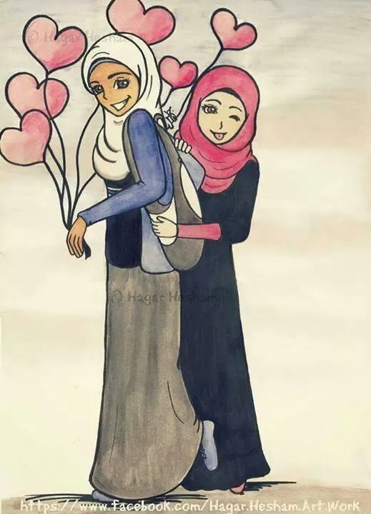 نقاشی روز دختر با حجاب برای رنگ آمیزی