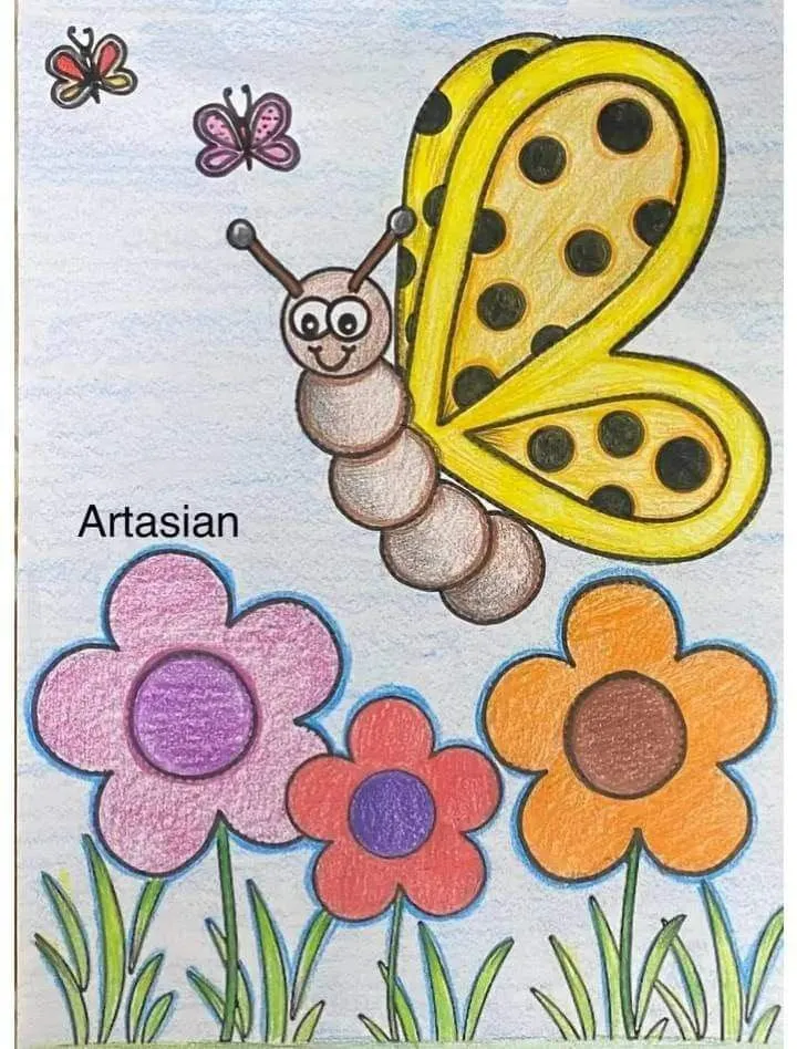 نقاشی دخترانه زیبا و آسان رنگی
