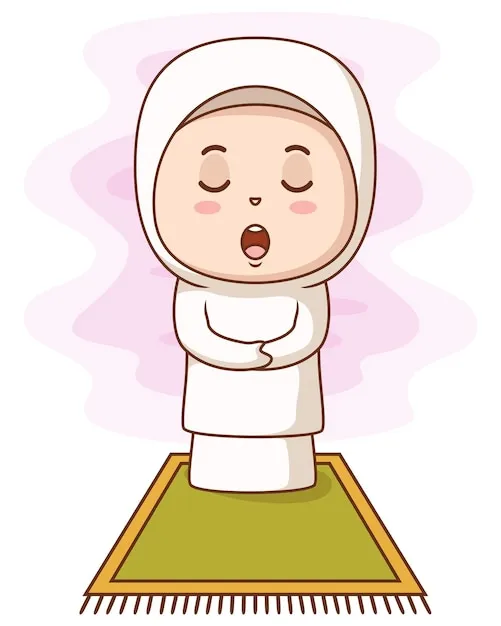نقاشی دختر در حال نماز خواندن 