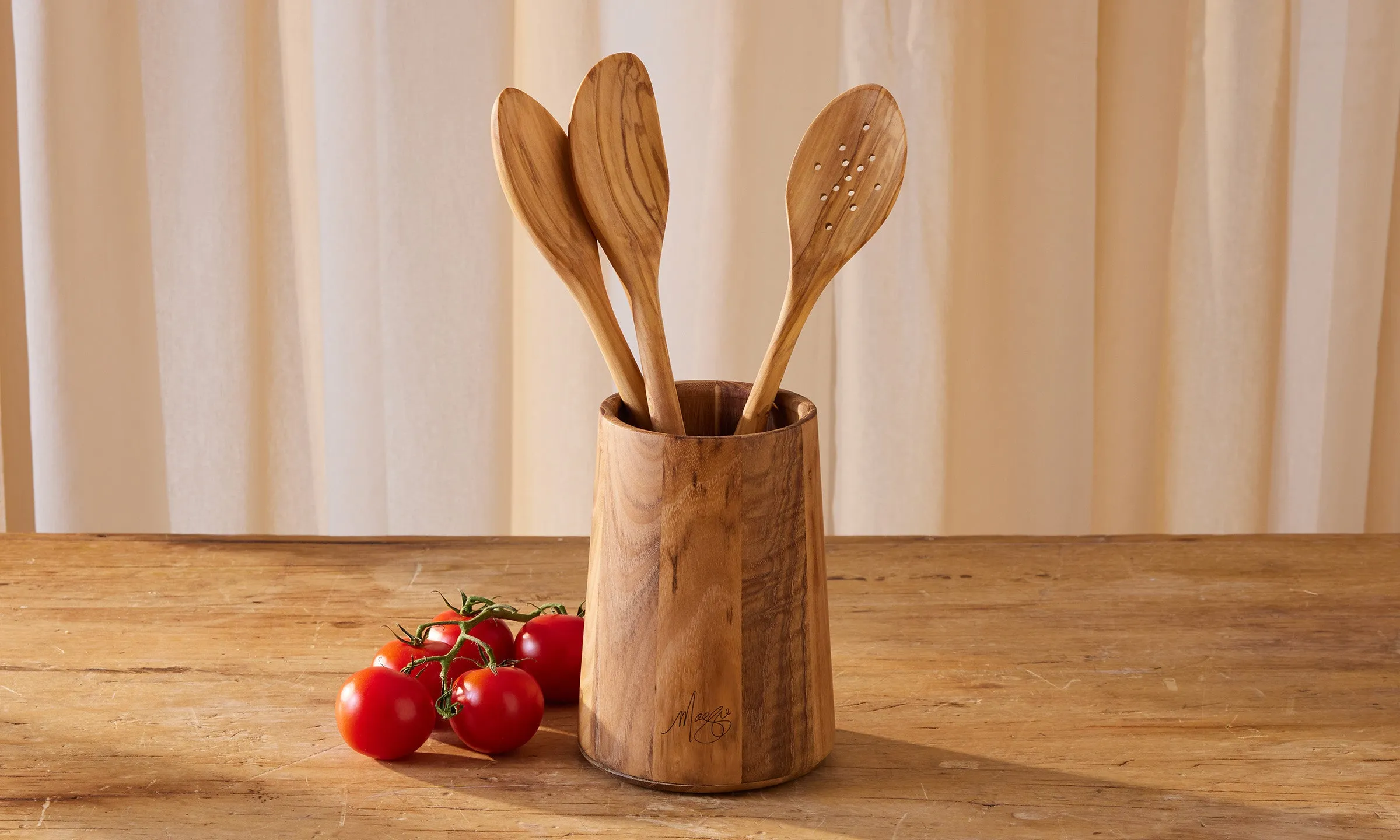 Wooden ladle spatula holder