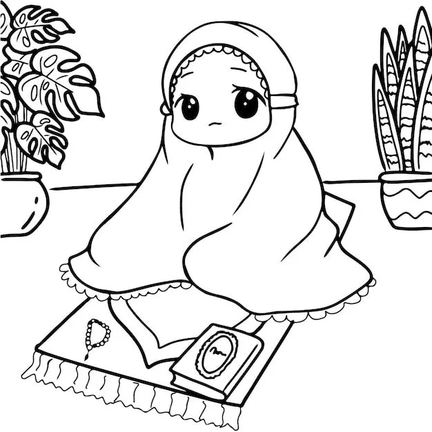 نقاشی آسان در مورد نماز دخترانه