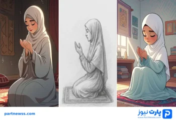 نقاشی دختر در حال نماز خواندن