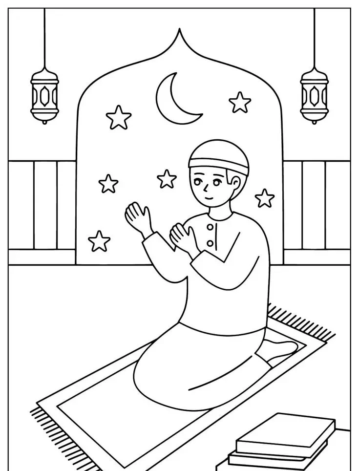 نقاشی نماز پسر ساده