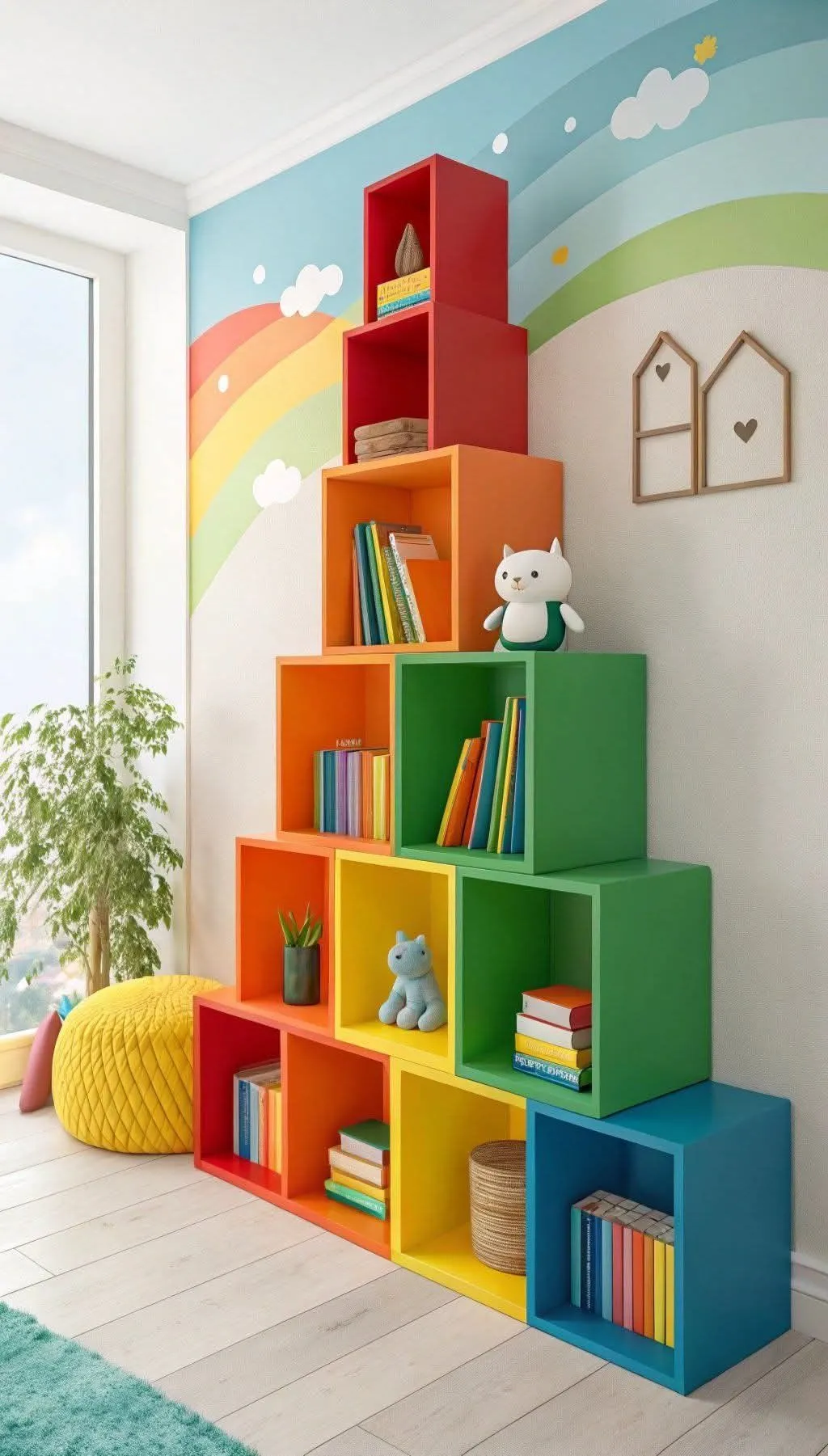 Children's room toy arrangement with lots of colorful and attractive boxes Pinterest