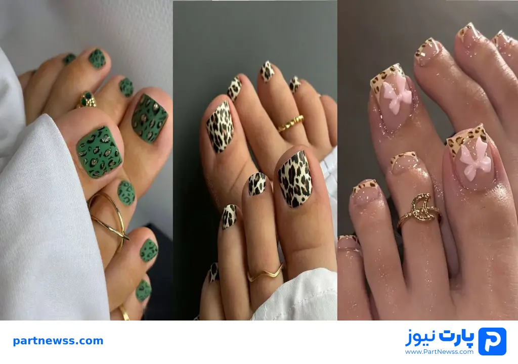 دیزاین ناخن پا طرح پلنگی