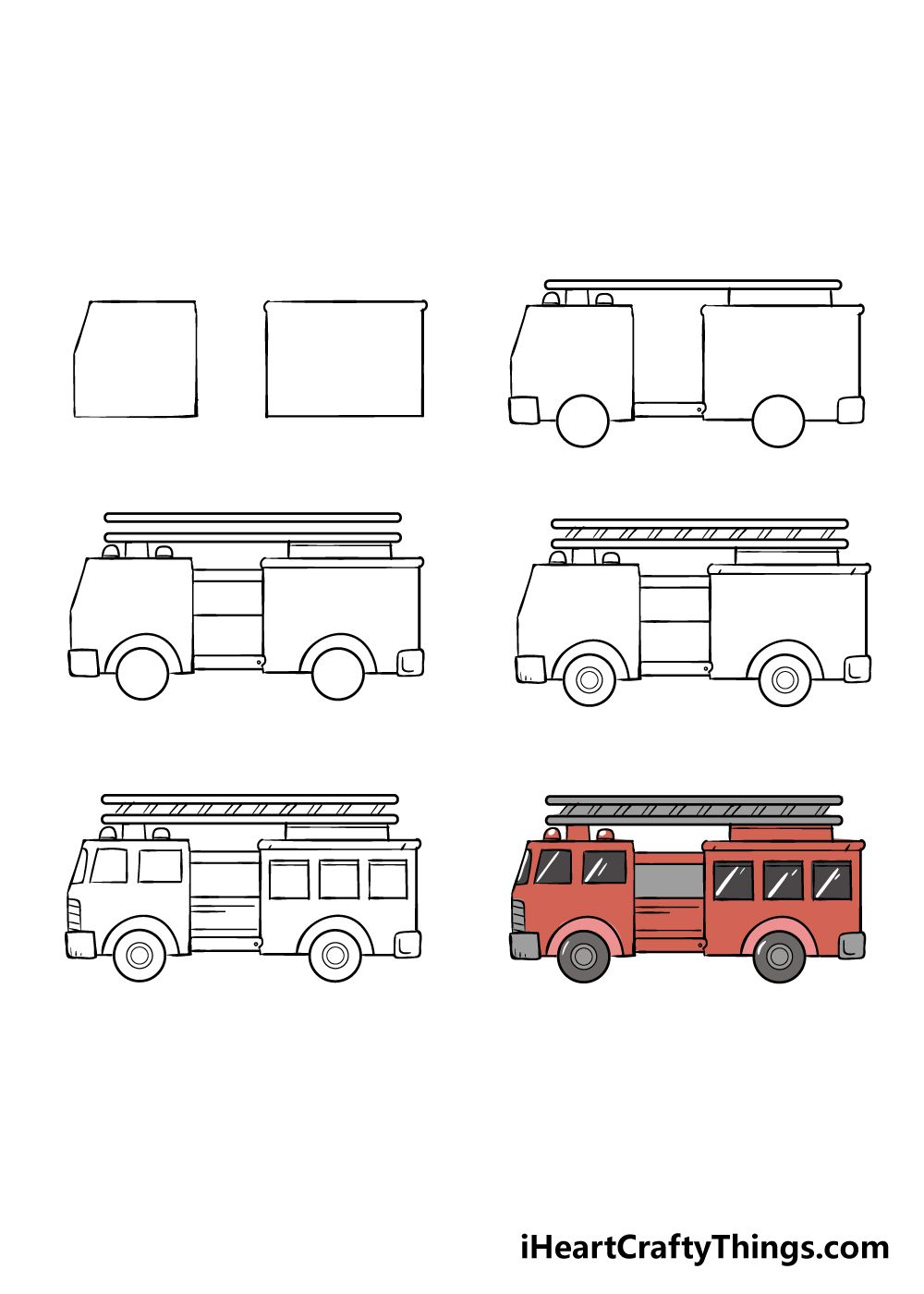 Fire truck drawing step by step