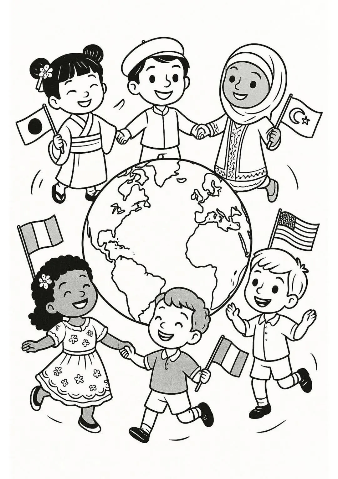 International Children's Day drawing for coloring Pinterest