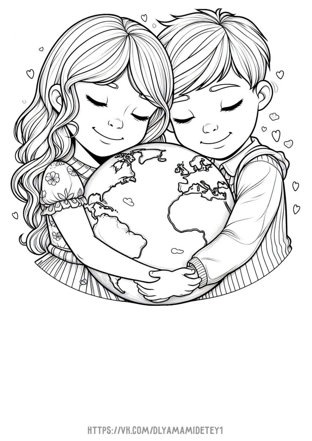 International Children's Day drawing for coloring Pinterest