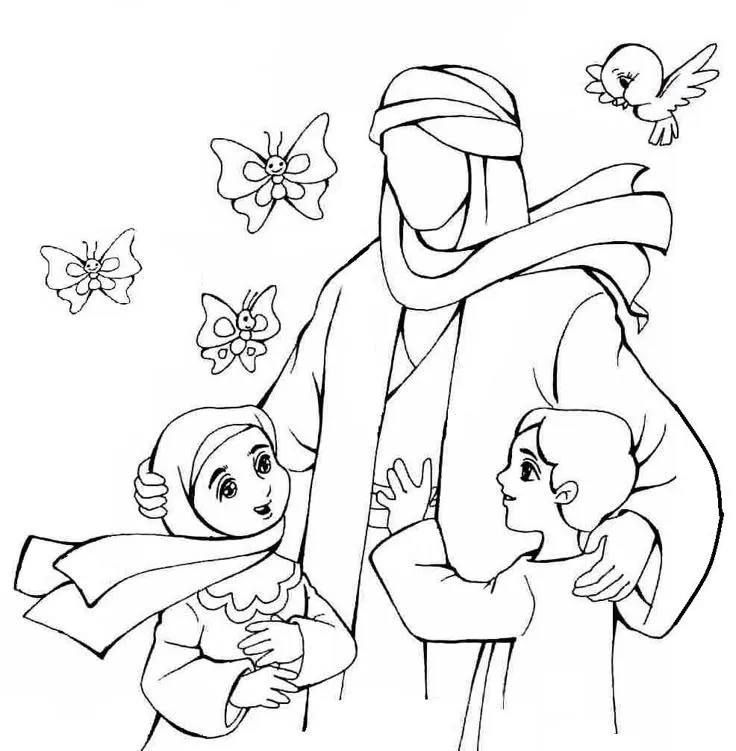 نقاشی ولادت پیامبر کودکانه برای رنگ آمیزی 