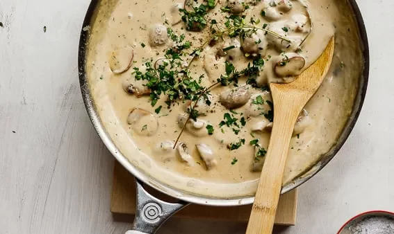 طرز تهیه سس قارچ خامه‌ای