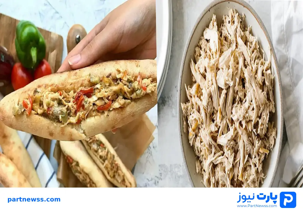 طرز تهیه ساندویچ مرغ ریش ریش شده