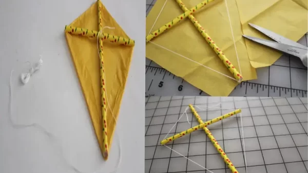 finished paper straw kite 1 آموزش ساخت بادبادک کاغذی مرحله‌ به‌ مرحله (با عکس و توضیح برای کودکان)