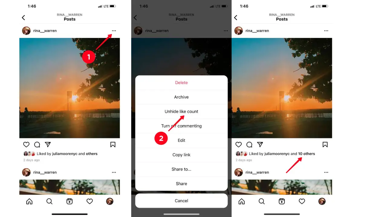 برگرداندن لایک اینستا