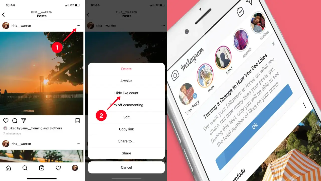 حذف لایک دیگران از پست خود در اینستاگرام
