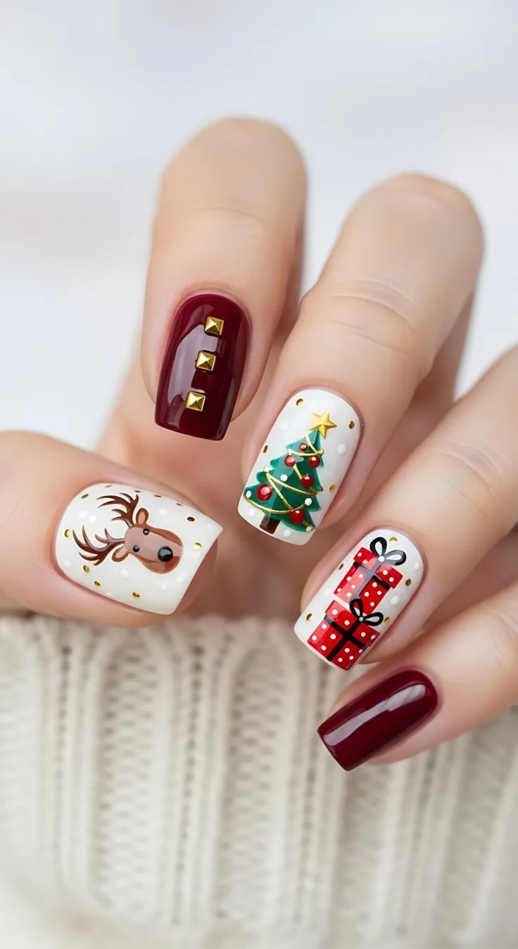 مدل ناخن قرمز و سبز