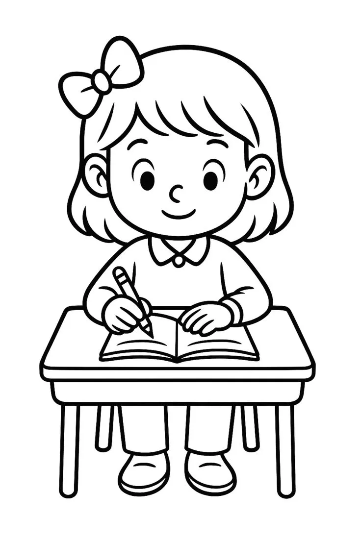 نقاشی روز دانش آموز دخترانه ساده