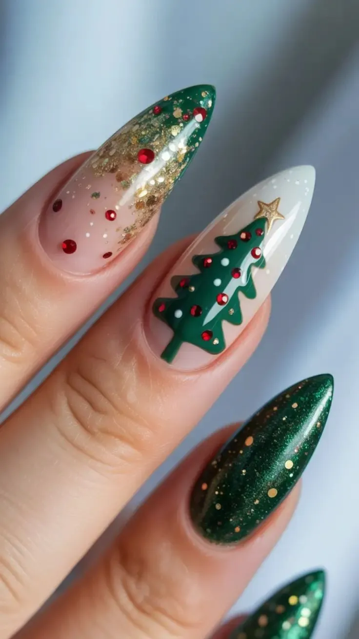 طرح ناخن درخت کریسمس