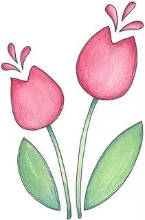 نقاشی گل کودکانه رنگ شده