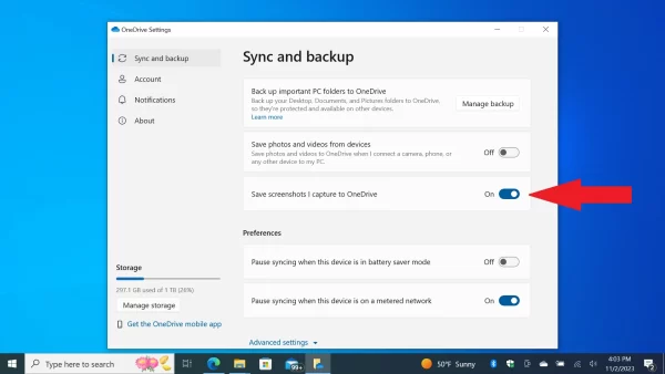 Screenshot in Windows 10
