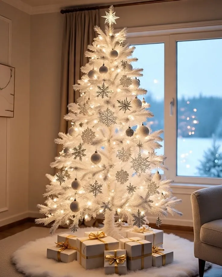 تزیین درخت کریسمس سفید