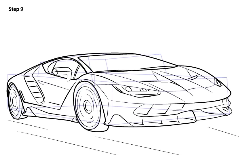 آموزش مرحله به مرحله نقاشی ماشین مسابقه ای خفن کودکانه