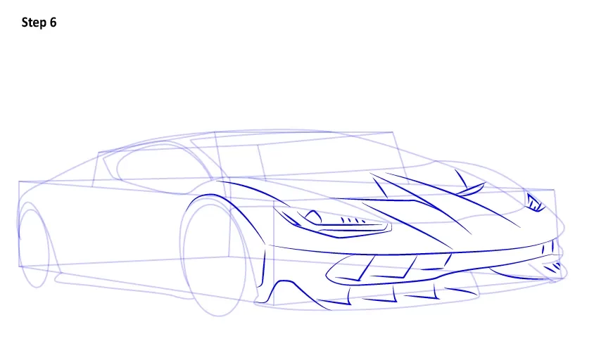 آموزش مرحله به مرحله نقاشی ماشین مسابقه ای خفن کودکانه