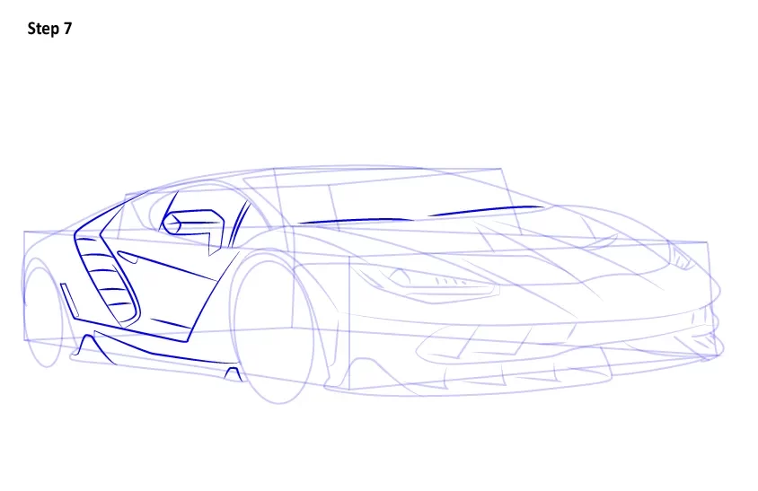 آموزش مرحله به مرحله نقاشی ماشین مسابقه ای خفن کودکانه