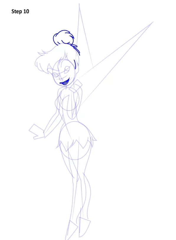 how to draw Tinker Bell Fairy fr10 e1765000226781 کامل‌ترین آموزش کشیدن نقاشی پری تینکر بل (با تصویر)