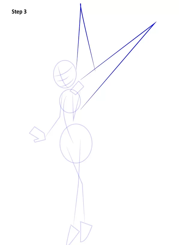 برای بال‌ها طرح کلی بکشید.