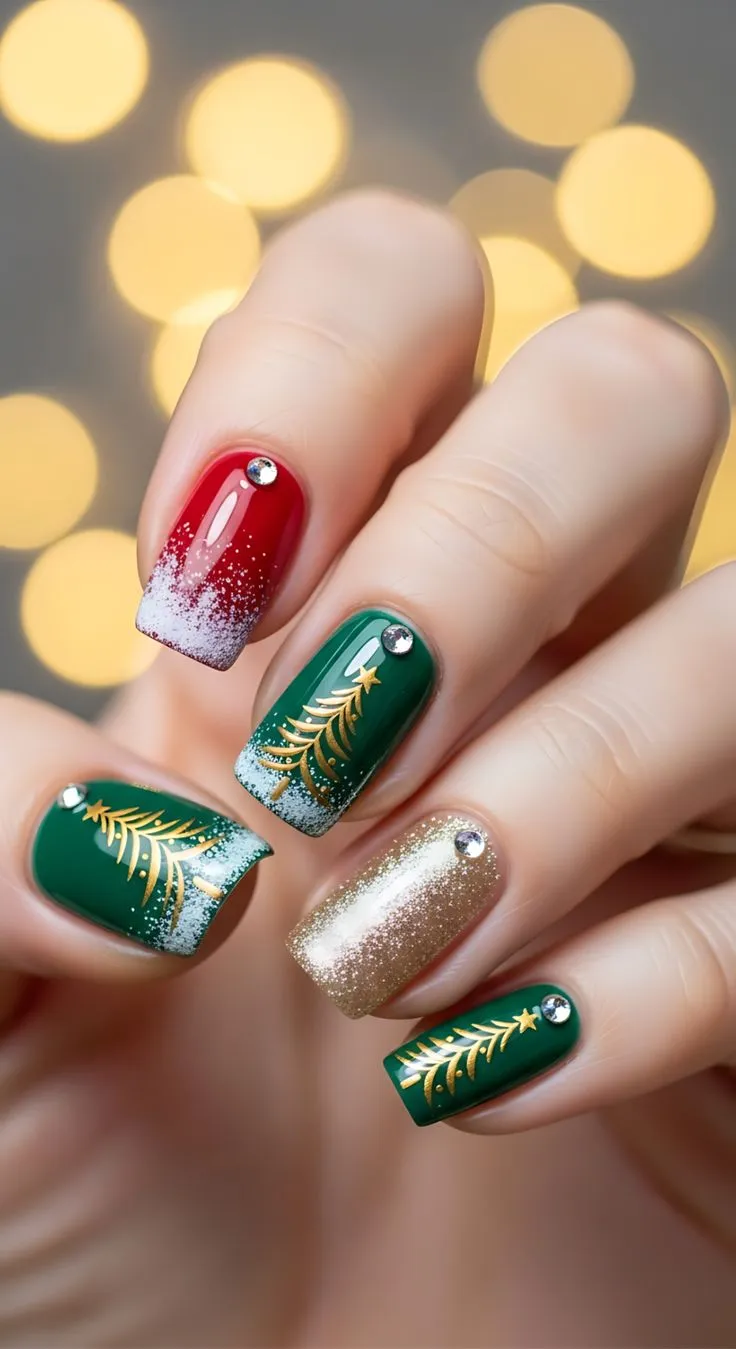 طرح ناخن کریسمس ساده