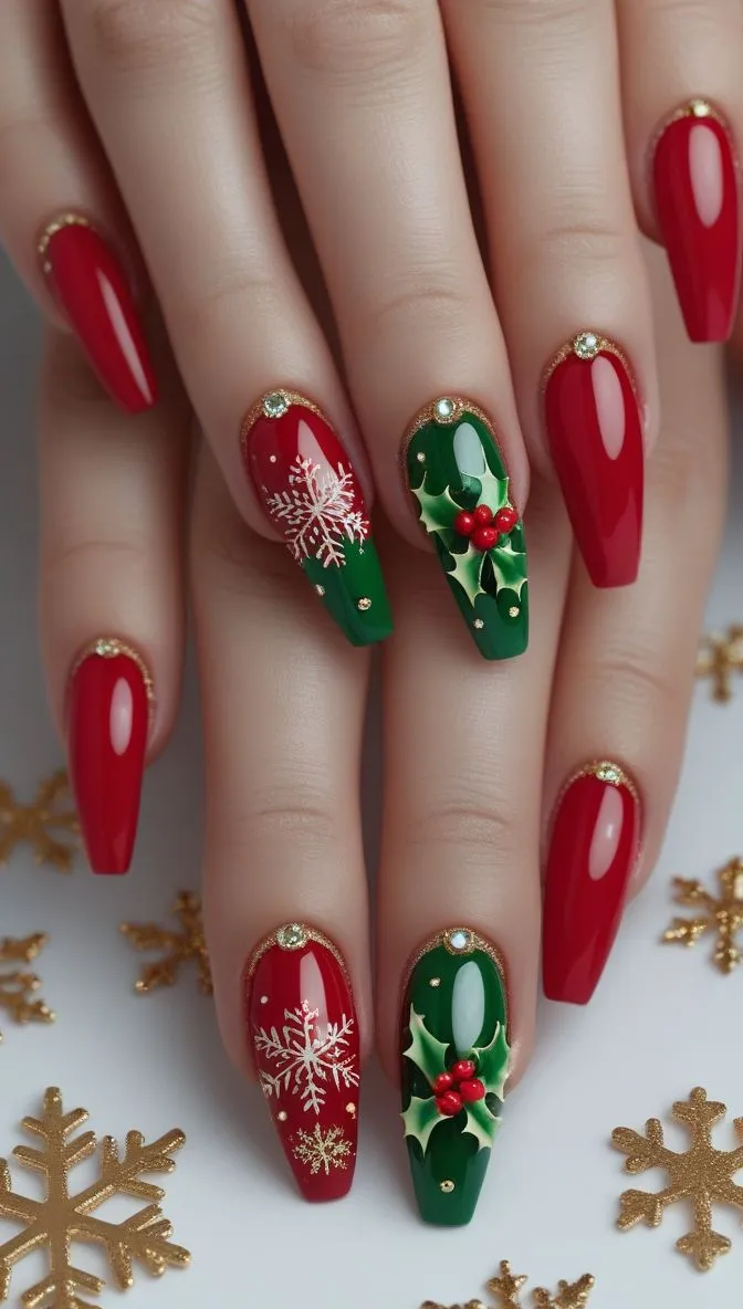 طرح ناخن کریسمس ساده