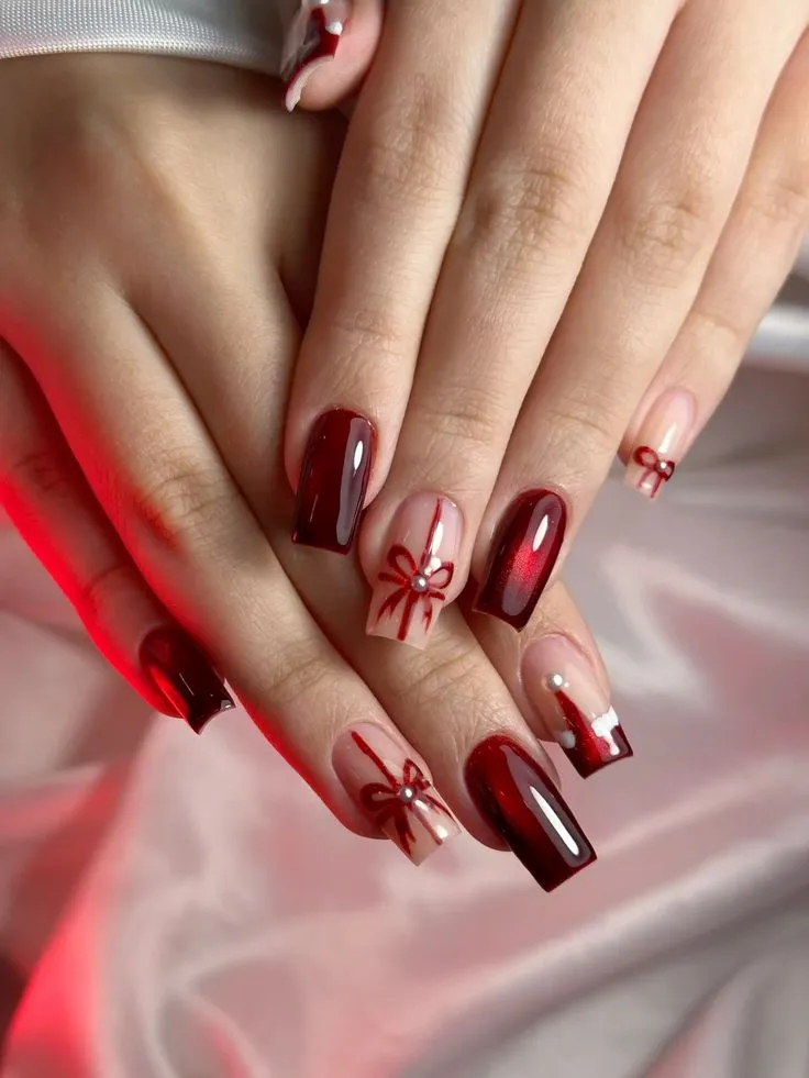 ناخن جذاب دخترانه کریسمسی