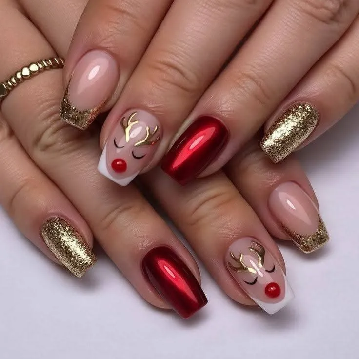 ناخن جذاب دخترانه کریسمسی