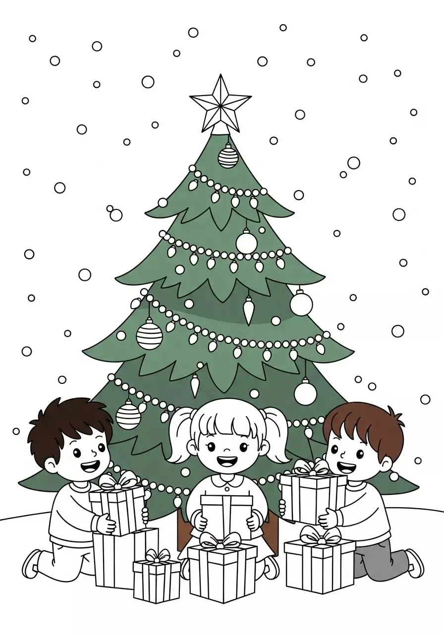 نقاشی تزیین درخت کریسمس