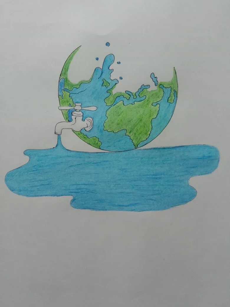 نقاشی در مورد اسراف نکردن آب و صرفه جویی در آب برای کودکان