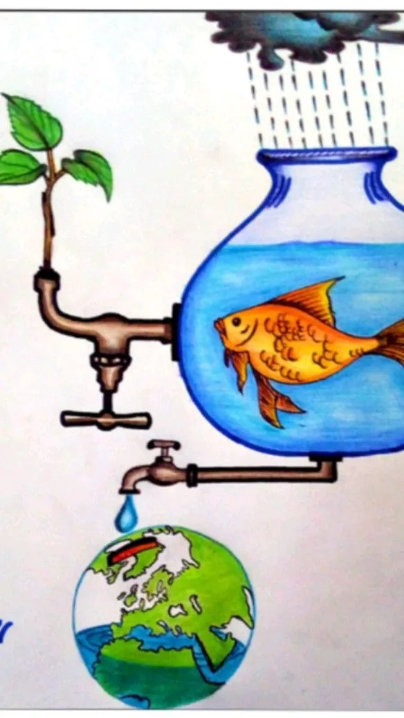نقاشی در مورد اسراف نکردن آب و صرفه جویی در آب برای کودکان