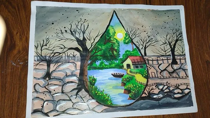 نقاشی در مورد اسراف نکردن آب و صرفه جویی در آب برای کودکان