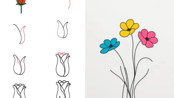 نقاشی گل کودکانه