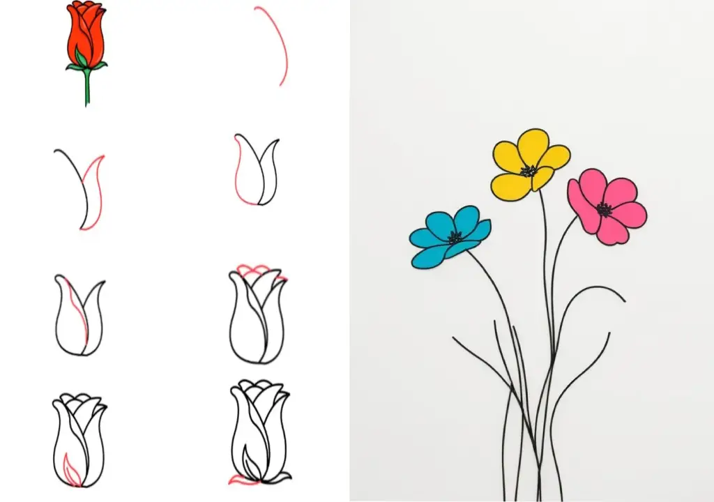 نقاشی گل کودکانه
