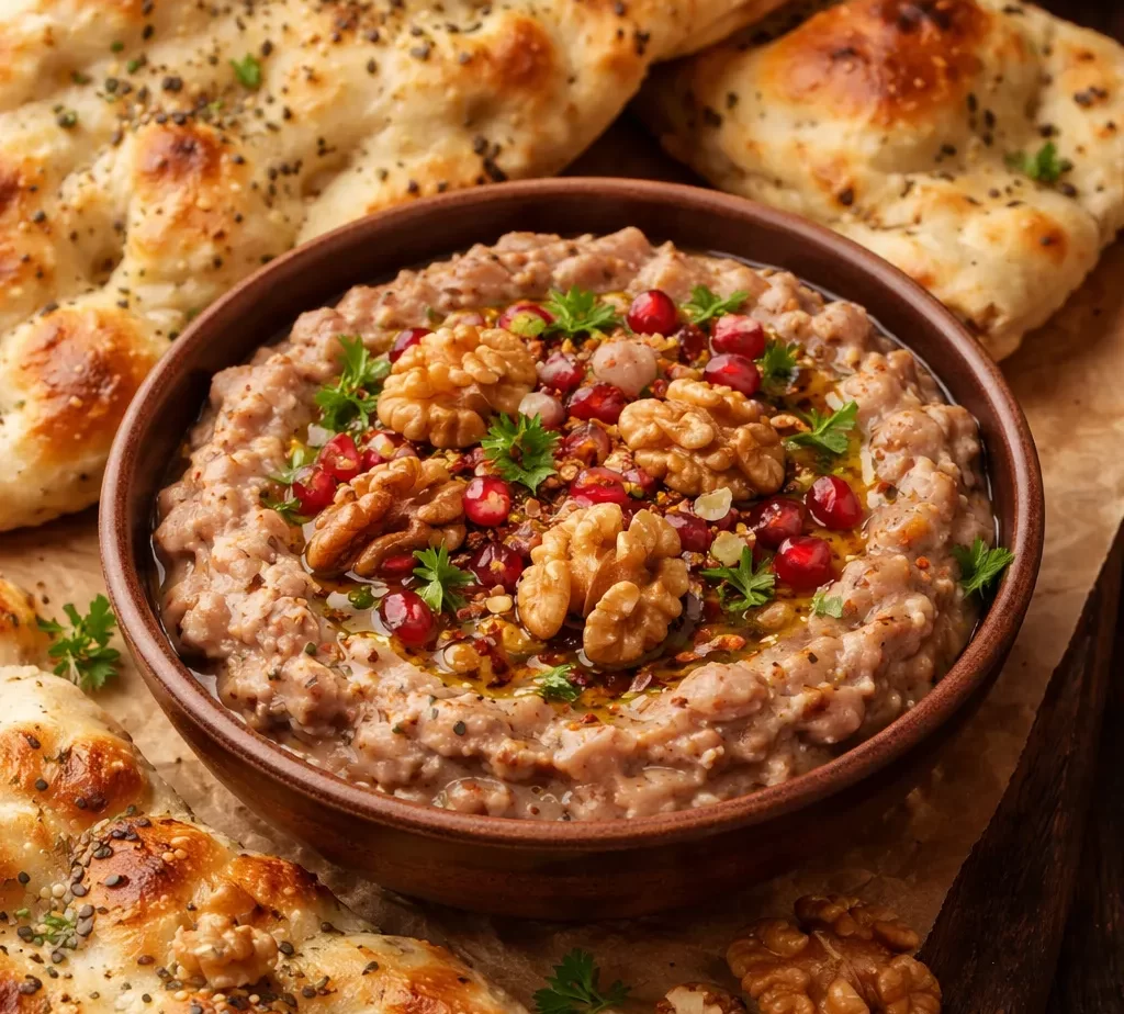 نان با دیپ لوبیا و گردو 