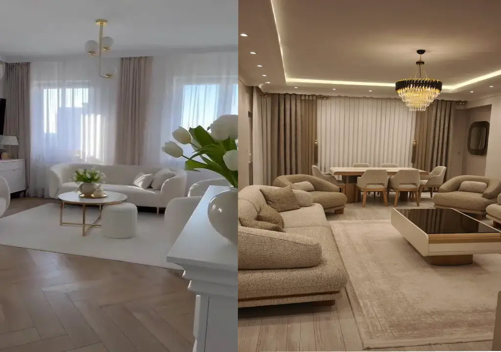  مبلمان بیضی شکل در سالن پذیرایی